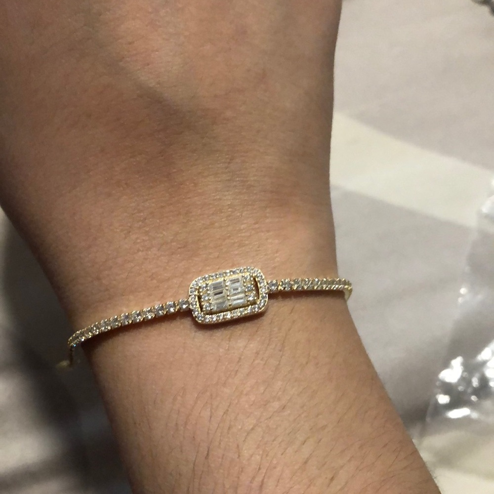 Gold Plated Rectangular Bracelet - image 2